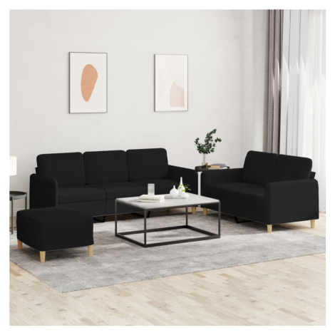 vidaXL 3-dielna sedacia súprava s vankúšmi čierna látka