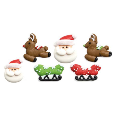 Cukrová dekorácia vianočný sob a Santa Claus 6 ks - Decora