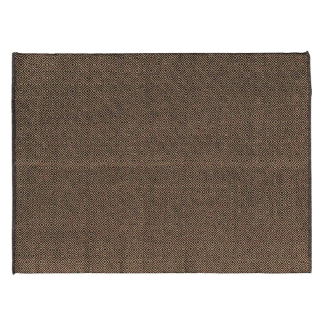 Douceur d intérieur  TAPIS RECTANGLE 120 x 170 CM JUTE UNI+COTON UNI LIVIO NOIR  Koberce Hnedá