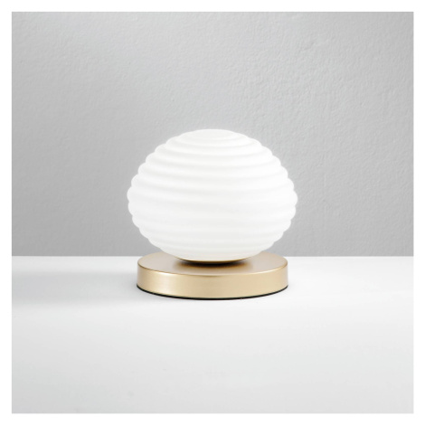 Stolná lampa Ripple, zlatá farba/opál, Ø 18 cm Eco-Light