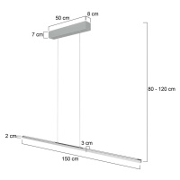 LED závesné svetlo Bande, 155 cm, hore/dole, oceľ, CCT, stmievač