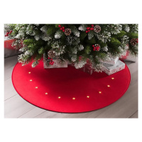 Koberec MagicHome Vianoce, červený, pod vianočný stromček, s hviezdičkami, 22x LED, teplá biela,