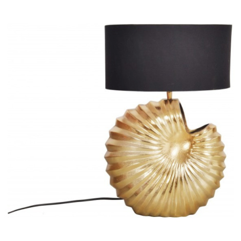 Estila Dizajnová stolná lampa Alexa v art deco štýle so zlatou podstavou a čiernym okrúhlym tien