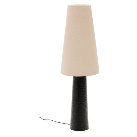 Čierno-krémová stojacia lampa s textilným tienidlom (výška 129 cm) Senni – Kave Home