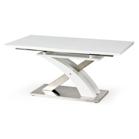 Rozkladací stôl Sandor 2 160/220x90cm  Sklo/Mdf/Oceľ – Biely MERKURY MARKET