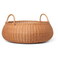 Ferm LIVING Pletený nízky kôš, Ø 60 cm, výška 32 cm, ratan