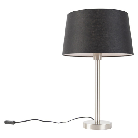 Moderná stolová lampa oceľ s čiernym tienidlom 35 cm - Simplo QAZQA