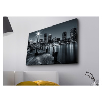 Obraz s LED osvetlením NOČNÉ MESTO S RIEKOU 45 x 70 cm