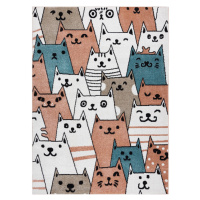 Detský kusový koberec Fun Gatti Cats pink Rozmery kobercov: 140x190