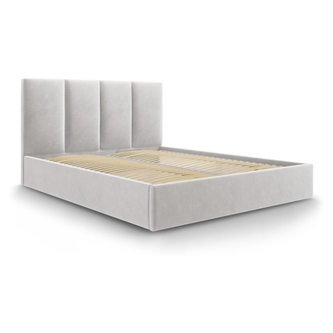 Svetlosivá zamatová dvojlôžková posteľ Mazzini Beds Juniper, 180 x 200 cm Mazzini Sofas