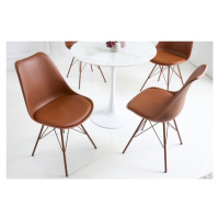 Estila Dizajnová hnedá jedálenská stolička Scandinavia z eko kože v modernom štýle 85 cm