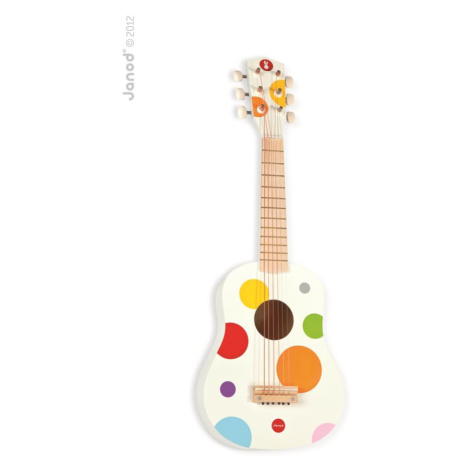Drevená prvá gitara pre deti Confetti Janod s reálnym zvukom 6 strún od 3-8 rokov