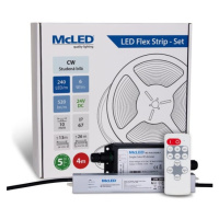 McLED  LED páska - sada 4 m + Prijímač Nano IP67, 240 LED/m, CW, 6 W/m, DC 24V, 520 lm/m, CRI90,