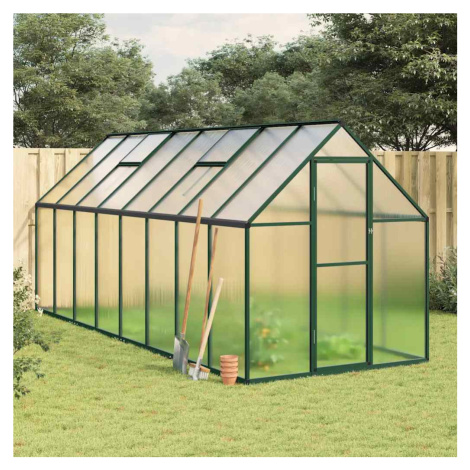 vidaXL Skleník so základovým rámom zelený 445x169x195 cm hliník