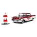 Autíčko vianočné Chevrolet 1957 Jada kovové s otvárateľnými dverami a figúrkou Santa Claus dĺžka