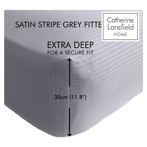 Sivá napínacia plachta 90x190 cm Satin Stripe - Catherine Lansfield