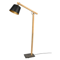 Stojacia lampa v čierno-prírodnej farbe s kovovým tienidlom (výška 156 cm) Harris – Trio