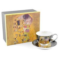 Home Elements Porcelánová šálka 250 ml, s podšálkou, Klimt, Bozk tmavý