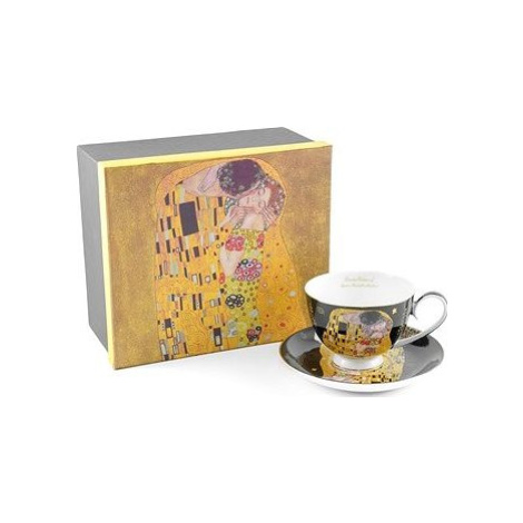 Home Elements Porcelánová šálka 250 ml, s podšálkou, Klimt, Bozk tmavý