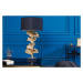 Estila Glamour art deco stolná lampa Ginko zlatej farby s čiernym okrúhlym tienidlom 70cm