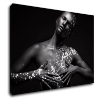 Impresi Obraz Portrét ženy čierno strieborný - 70 x 50 cm