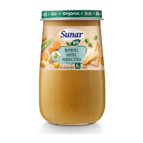 SUNAR Bio príkrm zemiaky hrášok morská šťuka 6m+ 190 g