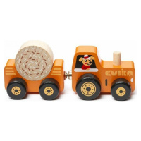 Cubika Traktor s vlekom drevená skladačka s magnetom