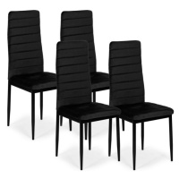 Sada 4 elegantných zamatových stoličiek v čiernej farbe