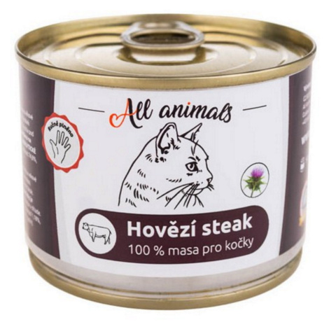 ALL ANIMALS konzerva hovädzí steak pre mačky 200 g