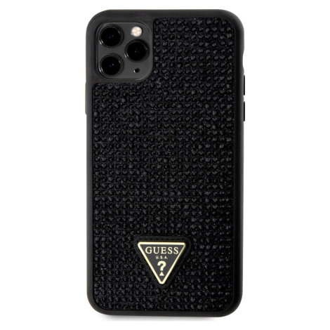 Guess Rhinestones Triangle Metal Logo Kryt pre iPhone 11 Pro Max, Čierny