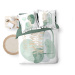 Bielo-zelené bavlnené obliečky na dvojlôžko 200x200 cm Terrazia – douceur d'intérieur