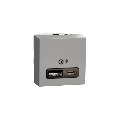 Unica - Dvojitý nabíjací USB konektor A+C 18W, 2.4A, 2M, Aluminium