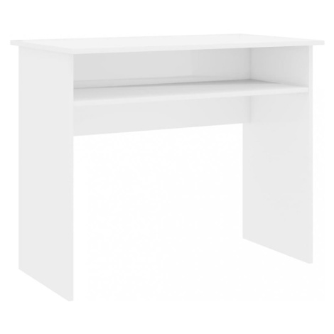 Písací stôl s policou 90x50 cm Dekorhome Biela lesk,Písací stôl s policou 90x50 cm Dekorhome Bie vidaXL