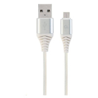 GEMBIRD CABLEXPERT USB 2.0 AM na MicroUSB (AM/BM), 2 m, opletený, bielo-strieborný, blister, PRE