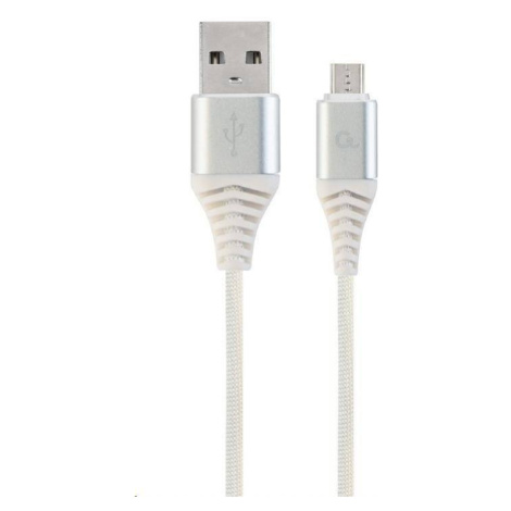 GEMBIRD CABLEXPERT USB 2.0 AM na MicroUSB (AM/BM), 2 m, opletený, bielo-strieborný, blister, PRE