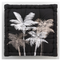 Bielo-čierny sedací vak Ethno Palm – douceur d'intérieur