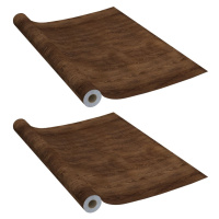 vidaXL Samolepiace tapety na nábytok 2 ks, tmavý dub 500x90 cm, PVC