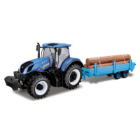 Bburago 1:32 Farm Traktor New Holland s vlečkou  na drevo