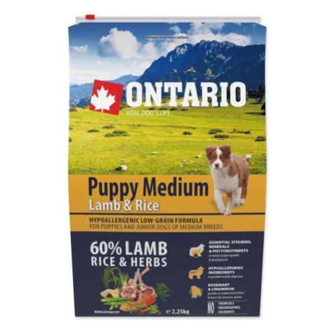 Krmivo Ontario Puppy Medium Lamb & Rice 2,25kg