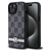 DKNY PU Leather Checkered Pattern and Stripe Zadný Kryt pre iPhone 15 Black