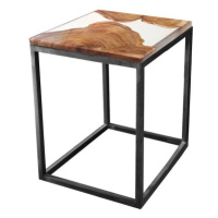 Sconto Odkladací stolík RESIN 40x40 cm, transparentná/sivá