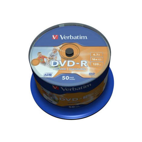 Verbatim DVD-R, Wide Inkjet Printable No ID Brand, 43533, 4.7GB, 16x, spindle, 50-pack, 12cm, pr