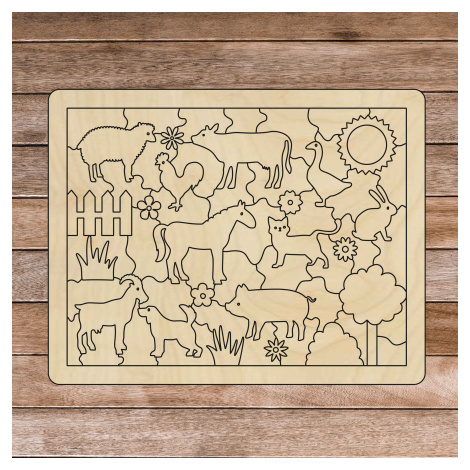 Drevená montessori zmyslová pomôcka - Zvieratká na farme | SENTOP H018 Topoľ: 25 x 20 cm 4137-63