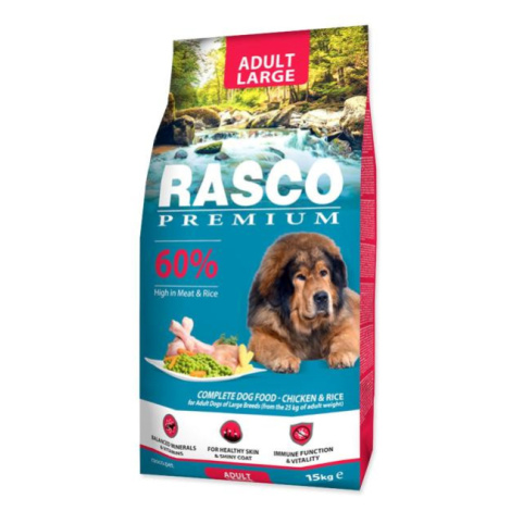 Krmivo Rasco Premium Adult Large kura s ryžou 15kg