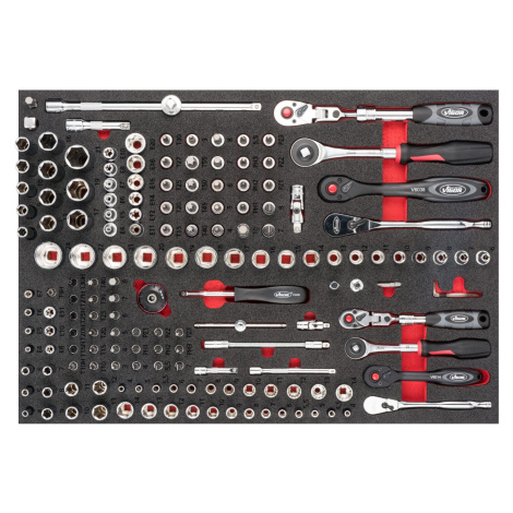 Gola sada v penovej výplni, 1/4" a 3/8", 165 ks, VIGOR - V6821