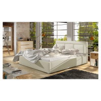 NABBI Branco 140 čalúnená manželská posteľ s roštom béžová