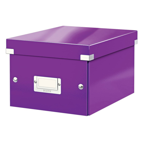 Fialový kartónový úložný box s vekom 22x28x16 cm Click&Store – Leitz