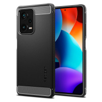 Xiaomi Redmi Note 12 Pro Plus 5G, silikónové puzdro, Spigen Rugged Armor, karbónový vzor, čierne