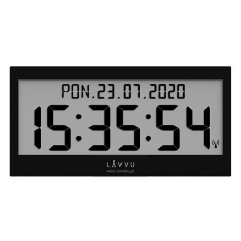 Čierne digitálne hodiny s češtinou LAVVU MODIG riadené rádiovým signálom LCX0011