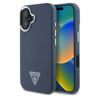 Guess PU Grained Triangle Logo Zadný Kryt pre iPhone 16 Blue